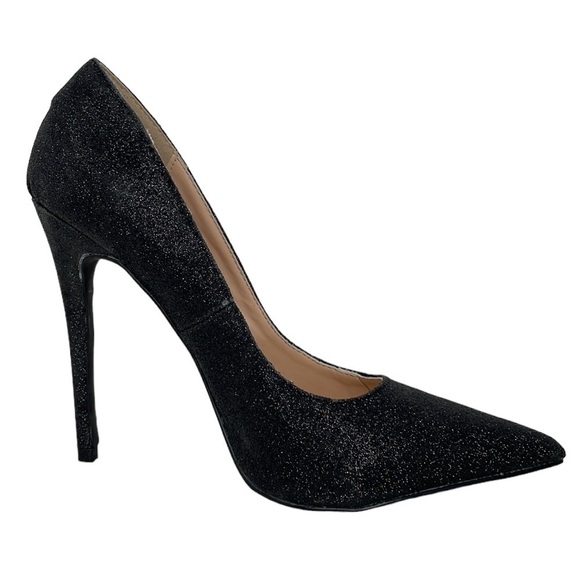 Wild Rose Heels Women's 7 Black Sparkles Hanna Pumps Shoes Pointed Toe - Picture 8 of 15